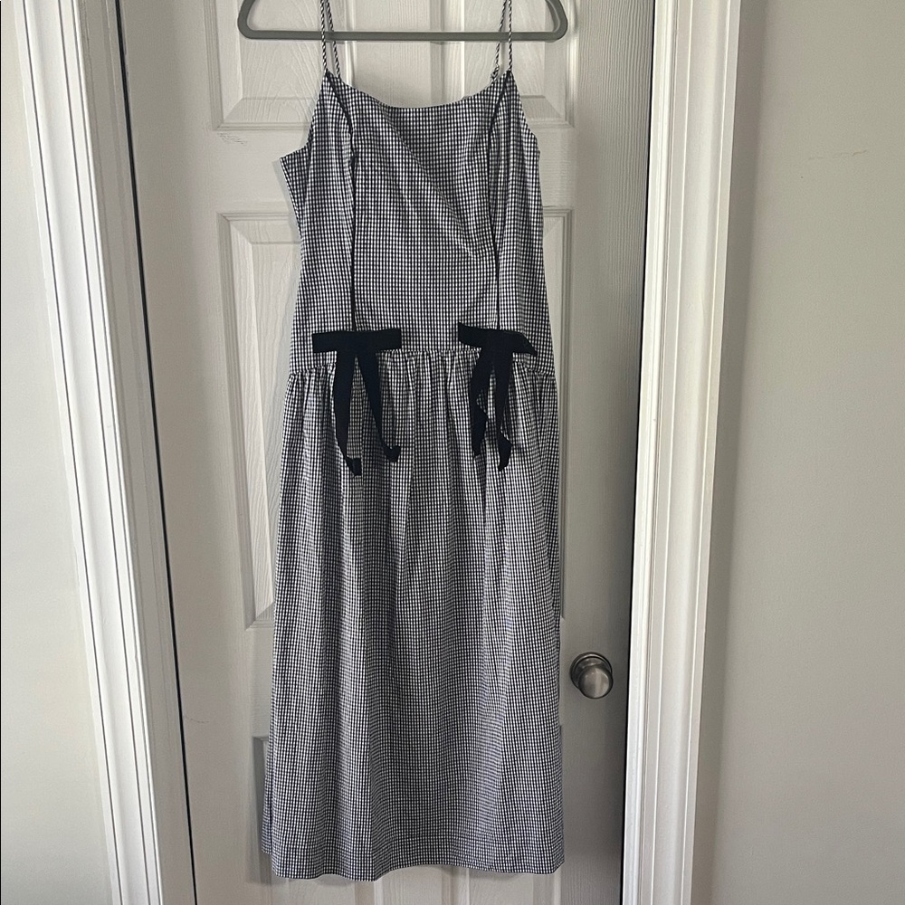 Anthropologie Black and White Checkered Midi Dress